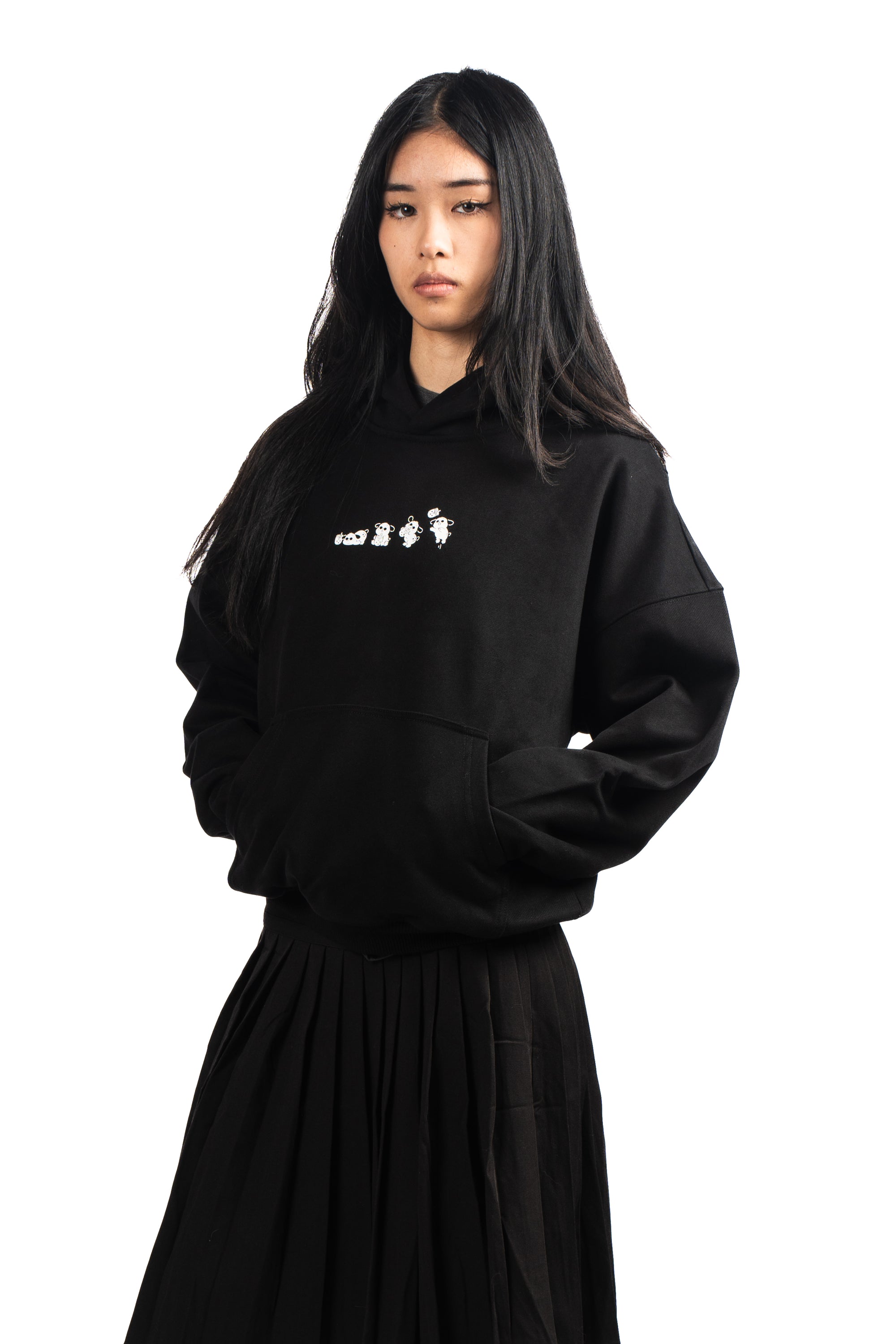 CABINET NOIR X BOBABOBA BLACK STONEWASHED OVERSIZED HOODIE 480GSM